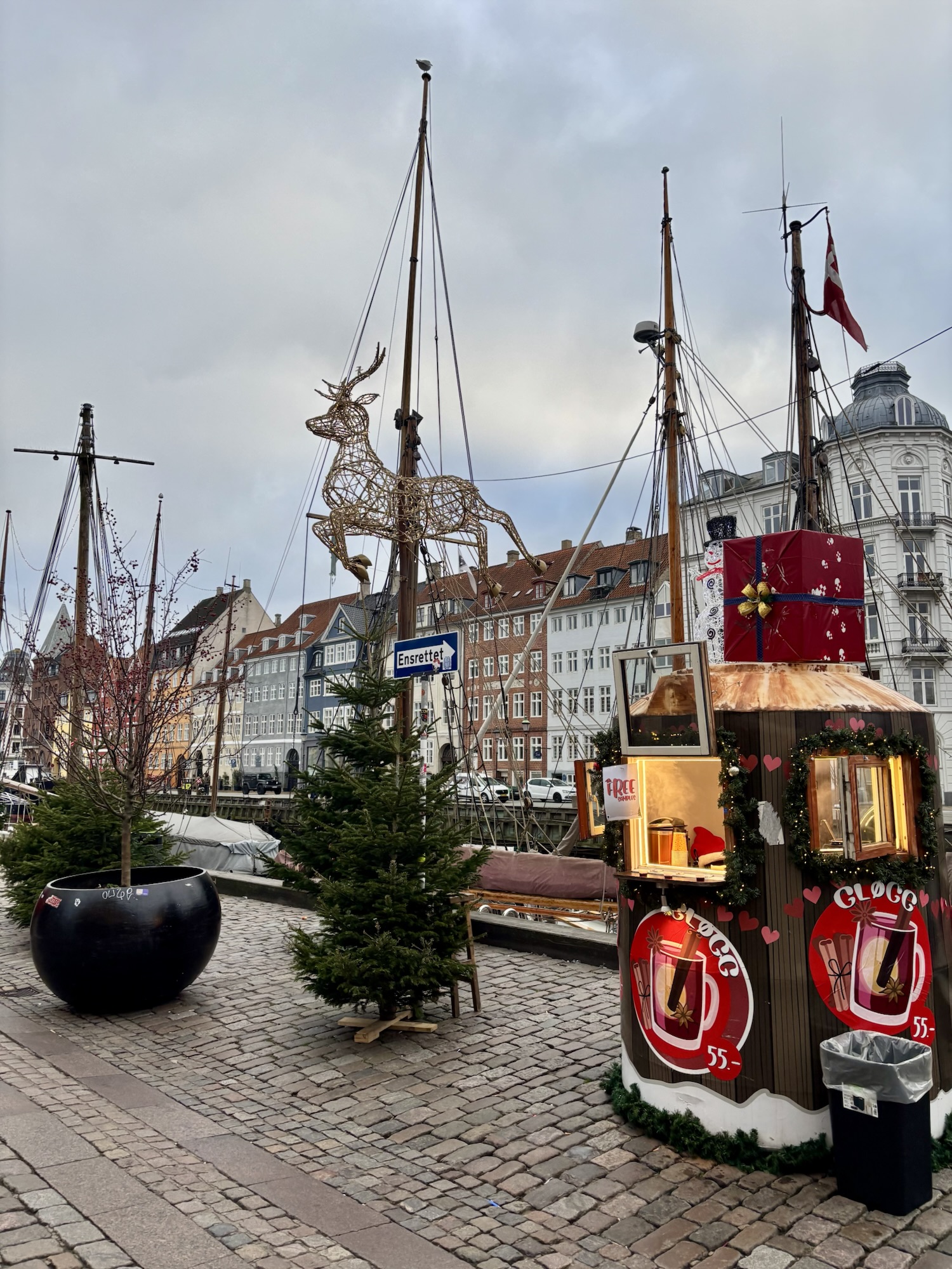 Nyhavn decorations in winter copenhagen