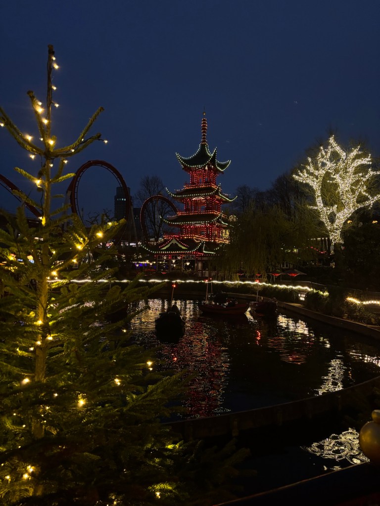 Japanese building at Tivoli Christmas Market in Copenhagen