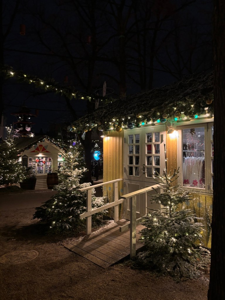Shopping stall at Tivoli Christmas Market in Copenhagen