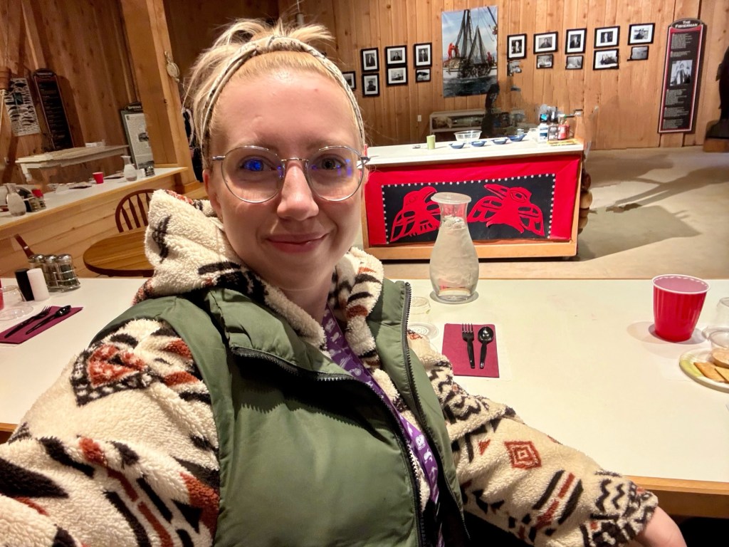 Selfie during cruise excursion In Alaska's Wildest Kitchen in Icy Strait Point, Hoonah, Alaska