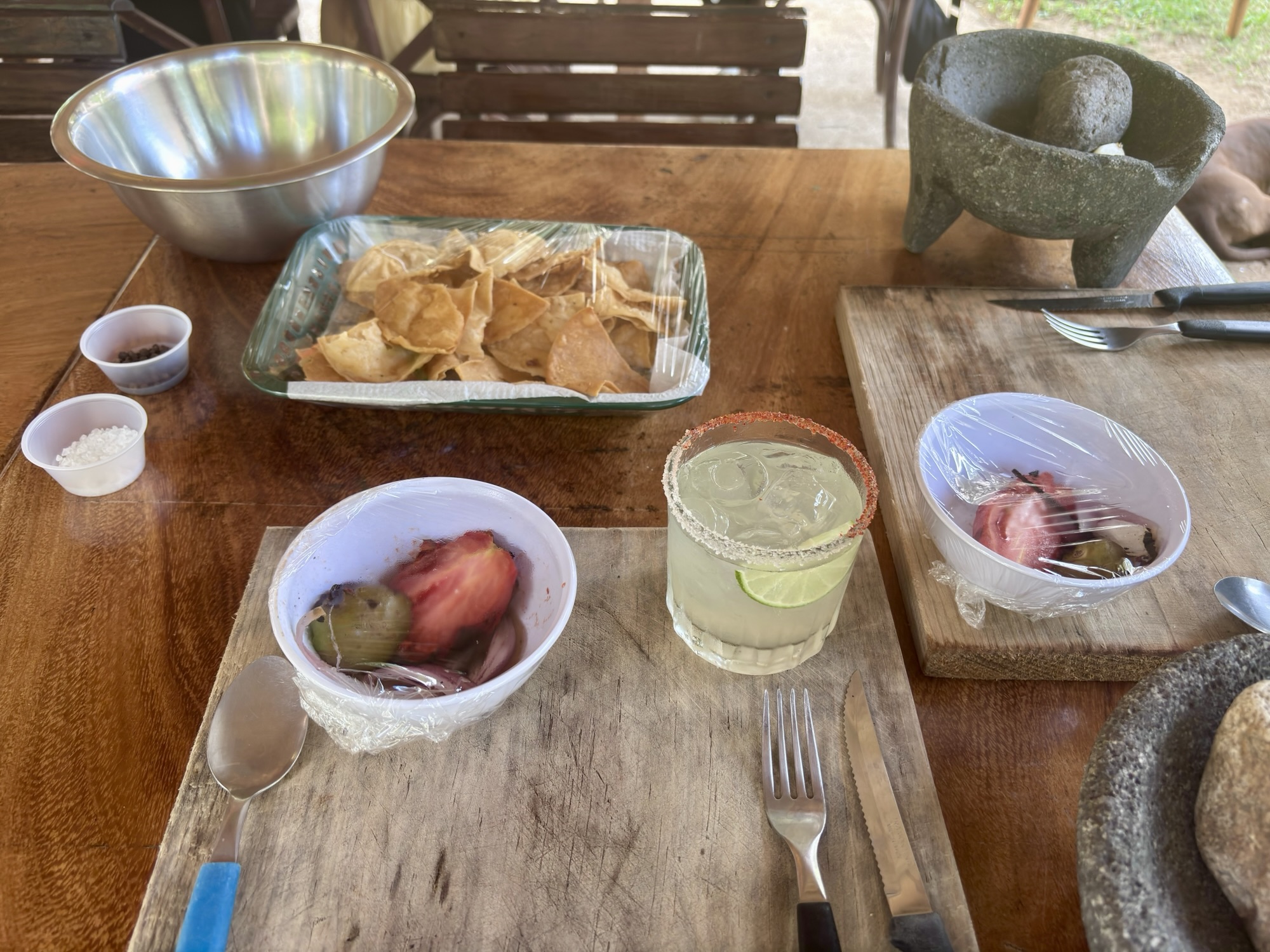 Table for cooking class in La Dulce Vista in Puerto Vallarta, Mexico